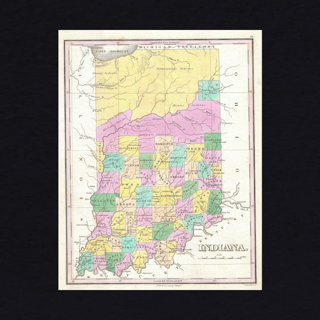 Vintage Map of Indiana (1827) by Bravuramedia